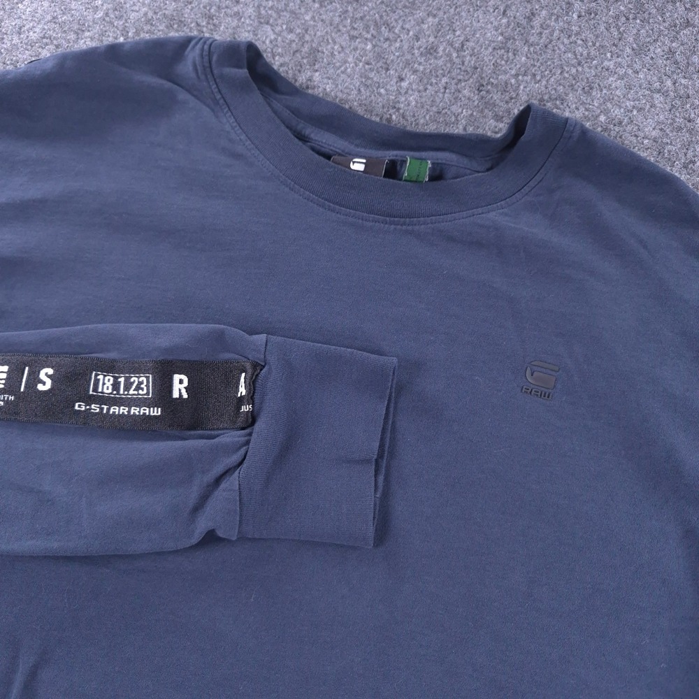 G-Star Raw Lash Tape Long Sleeve T-Shirt Navy Blue Mens L D19180-B353-862